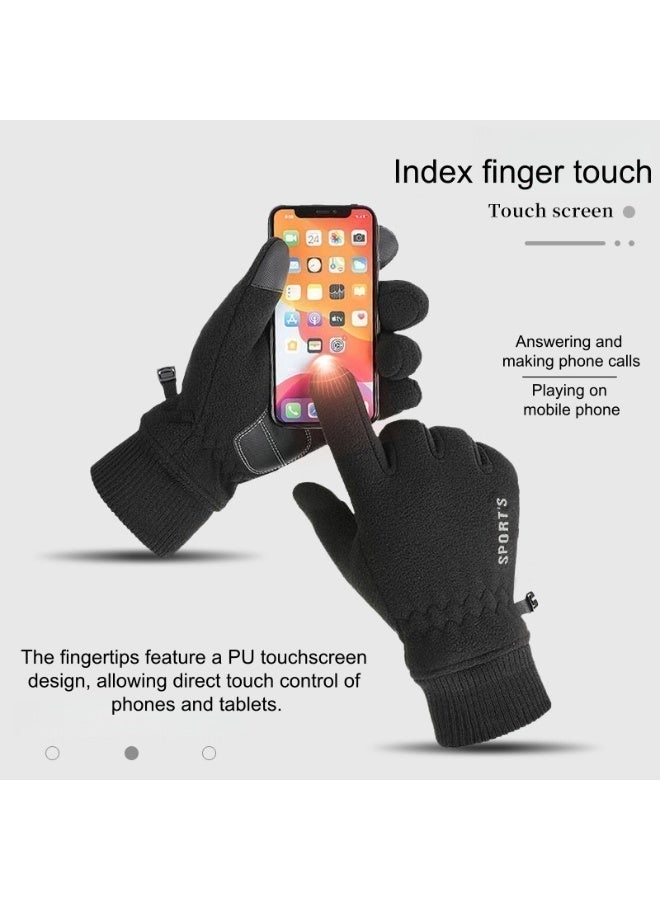 زوج واحد من القفازات الشتوية، قفازات دافئة مزودة بحماية لشاشات اللمس، مناسبة للرياضات الخارجية. مقاومة للماء، دافئة، مقاومة للرياح والبرد، للجنسين. مناسبة أيضاً للعمل، القيادة، ركوب الدراجات، المشي لمسافات طويلة، والأنشطة في الأجواء الباردة. مثالية لركوب الدراجات، الصيد، والجري. - Image 3